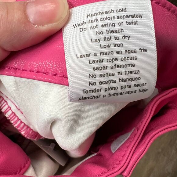 JUDY BLUE Tummy Control Faux Leather Pants Hot Pink Size 20W Straight NWT New - Picture 13 of 16